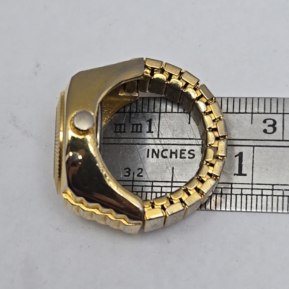 Womens Dosike Gold Tone Ring Watch With Stretch Band New Battery Running - Picture 7 of 10